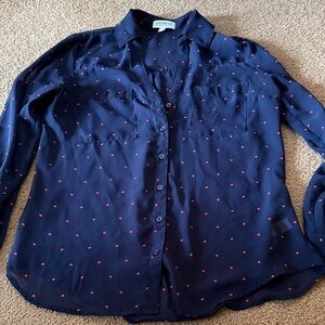 Express Dark Blue Shirt with Red Accents
